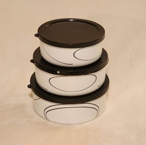 Corelle Coordinates 3 Piece Enamel on Steel Bowl Set, Simple Lines